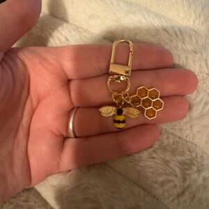 Gold Bee and Honeycomb bag charm